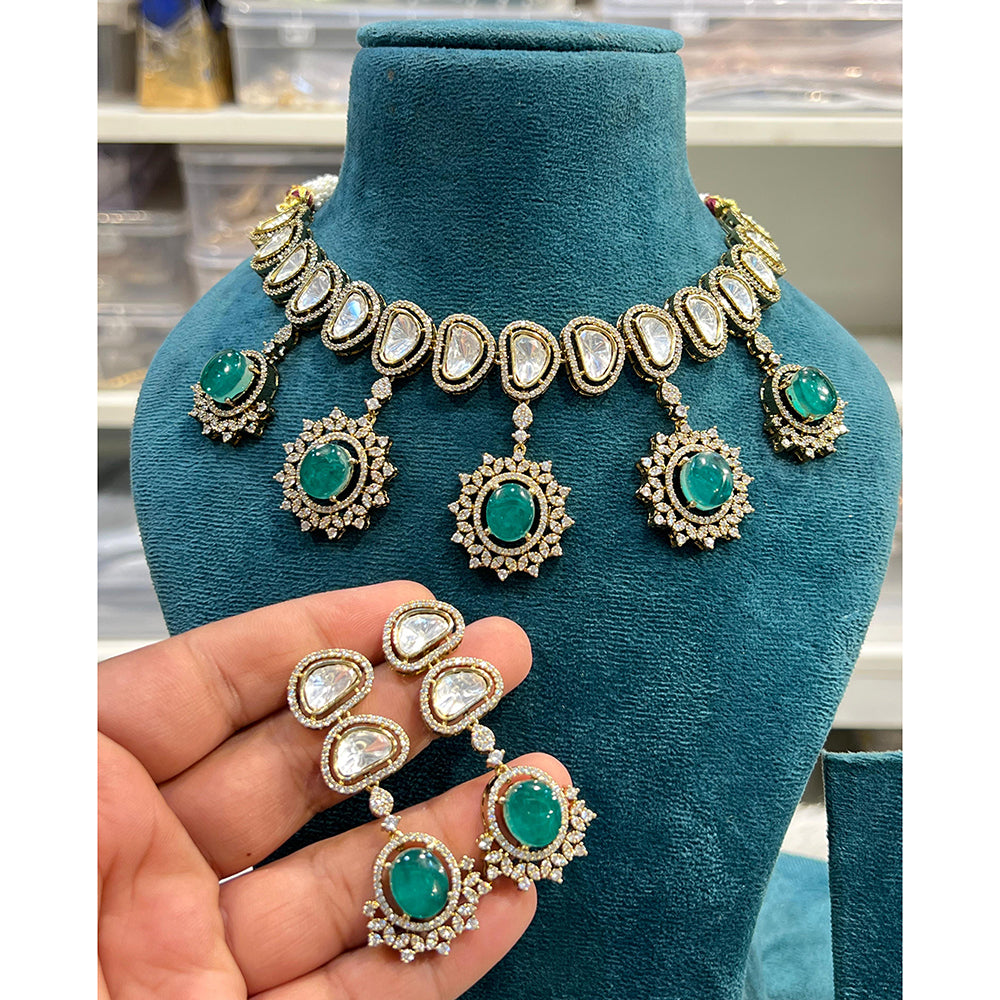 Hira Collections Gorgeous Polki Kundan Festive Choker Necklace Set