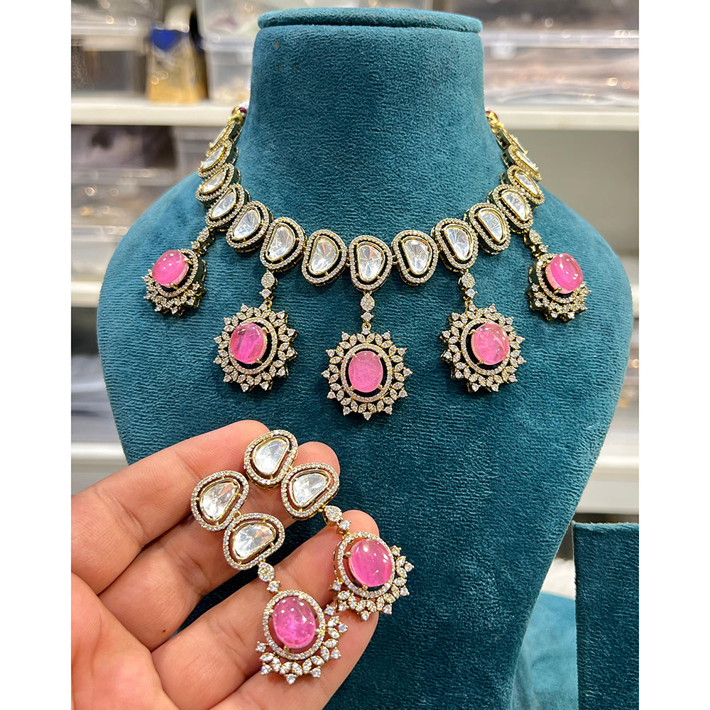 Hira Collections Gorgeous Polki Kundan Festive Choker Necklace Set