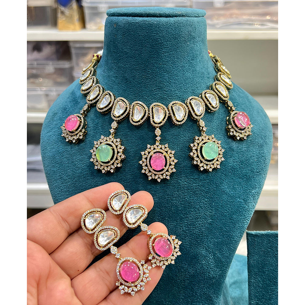 Hira Collections Gorgeous Polki Kundan Festive Choker Necklace Set