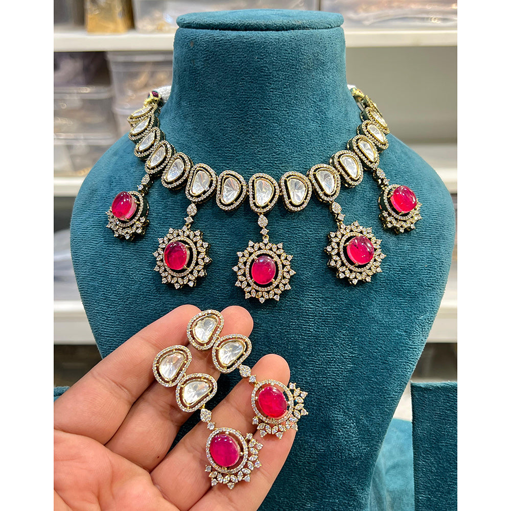 Hira Collections Gorgeous Polki Kundan Festive Choker Necklace Set