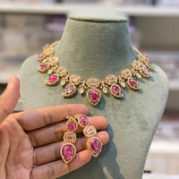 Hira Collections Glamorous Druzy Stone Necklace Set