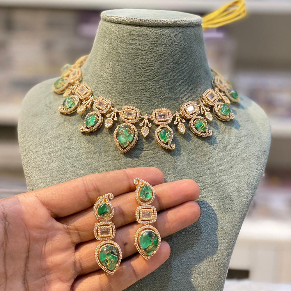 Hira Collections Glamorous Druzy Stone Necklace Set