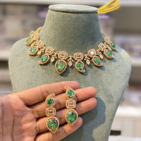 Hira Collections Glamorous Druzy Stone Necklace Set
