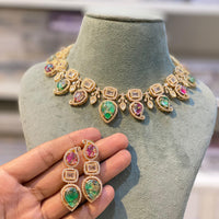 Hira Collections Glamorous Druzy Stone Necklace Set
