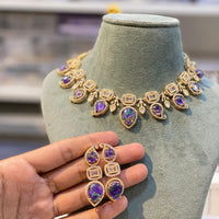 Hira Collections Glamorous Druzy Stone Necklace Set