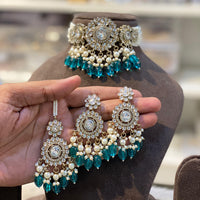 Hira Collections Royal Kundan Stone And Beads Designer Choker Necklace Set 