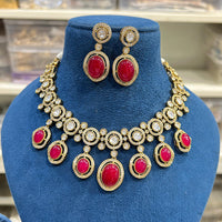Hira Collections Gorgeous Polki Kundan Festive Necklace Set