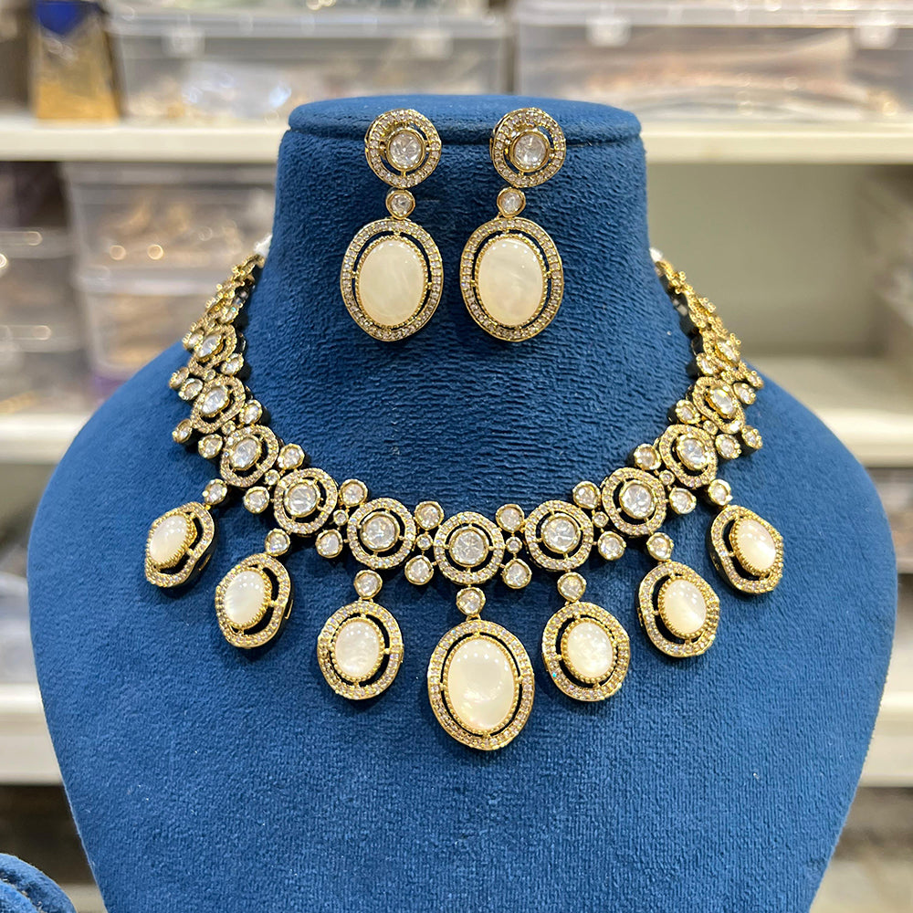 Hira Collections Gorgeous Polki Kundan Festive Necklace Set