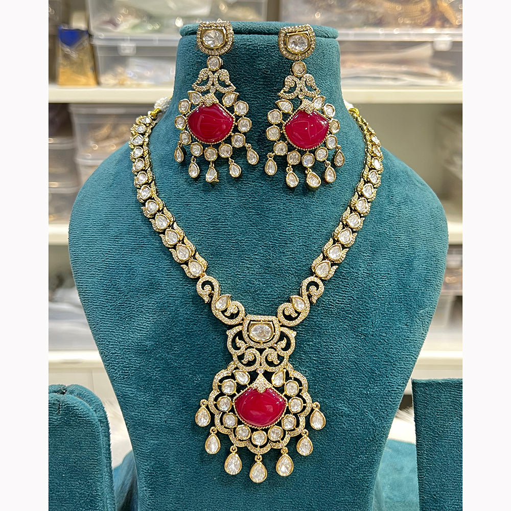 Hira Collections Gorgeous Polki Kundan Festive Necklace Set