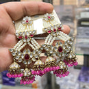 Hira Collections Elegant Kundan Stone And Beads Jhumki Earrings