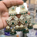 Hira Collections Elegant Kundan Stone And Beads Jhumki Earrings