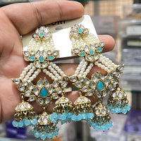 Hira Collections Elegant Kundan Stone And Beads Jhumki Earrings