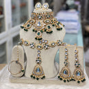 Hira Collections Kundan Stone And Beads Semi Bridal Necklace Set