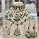 Hira Collections Kundan Stone And Beads Semi Bridal Necklace Set