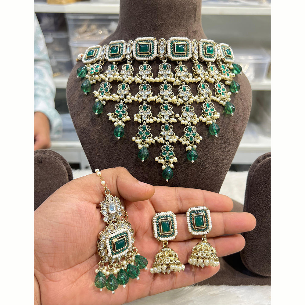 Hira Collections Royal Kundan Stone And Beads Designer Choker Necklace Set