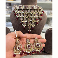 Hira Collections Royal Kundan Stone And Beads Designer Choker Necklace Set