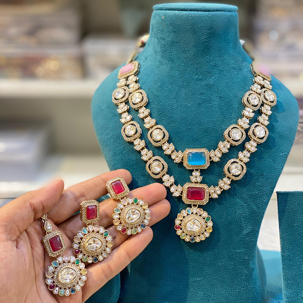 Hira Collections Royal Kundan Stone Designer Necklace Set
