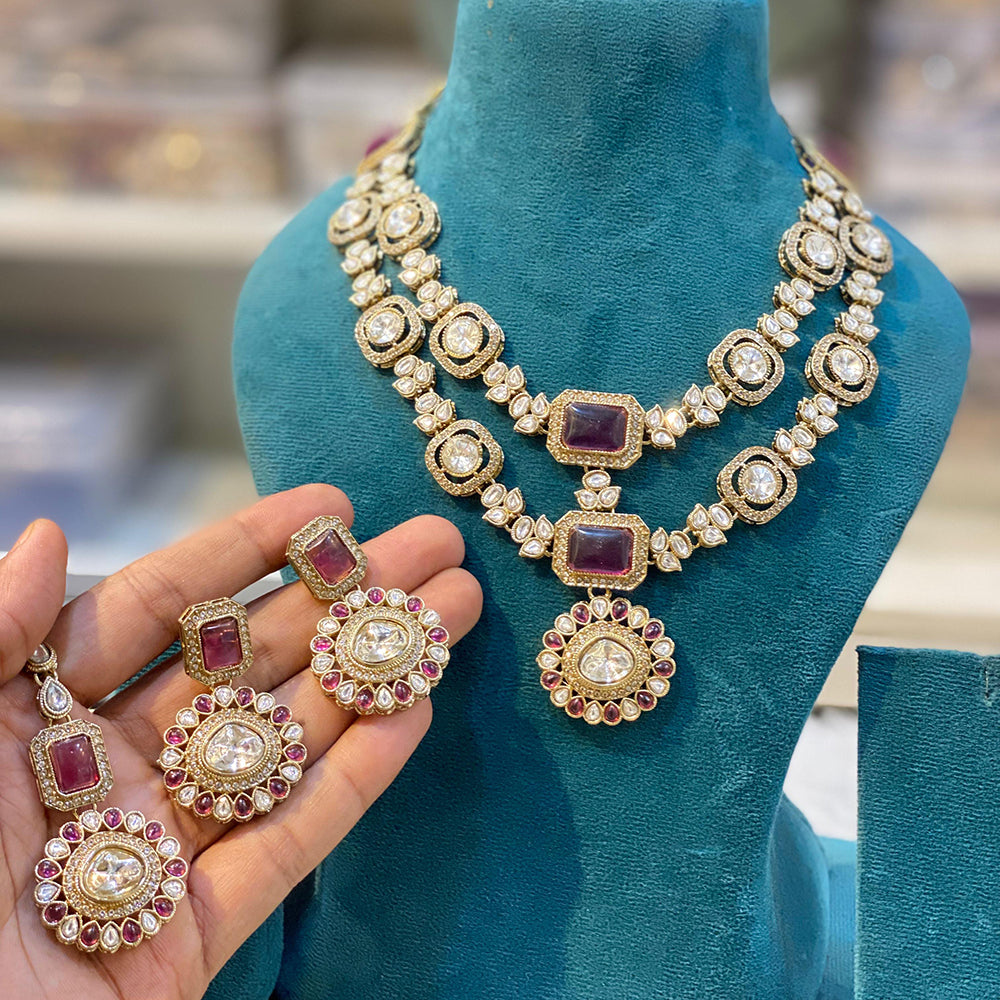 Hira Collections Royal Kundan Stone Designer Necklace Set