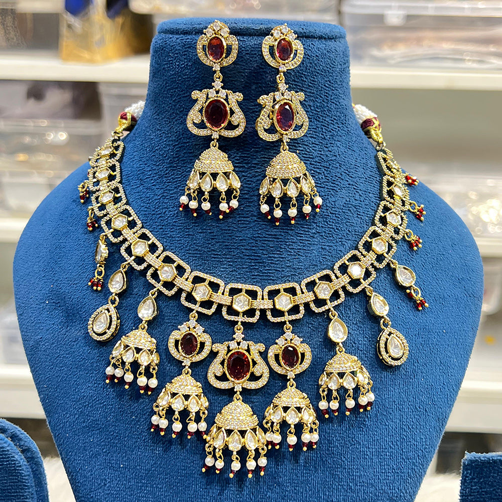 Hira Collection Glamorous Polki Kundan And Pearl Necklace Set