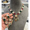 Hira Collection Shimmering American Diamond Floral Design Necklace Set