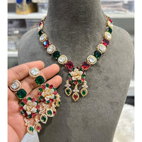 Hira Collection Shimmering American Diamond Floral Design Necklace Set