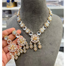 Hira Collection Shimmering American Diamond Floral Design Necklace Set