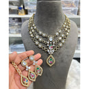 Hira Collection Glamorous Druzy Crystal Stone With American Diamond Necklace Set