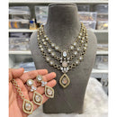 Hira Collection Glamorous Druzy Crystal Stone With American Diamond Necklace Set