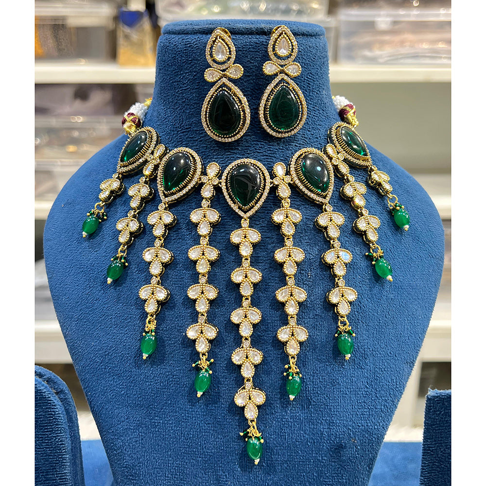 Hira Collections Gorgeous Polki Kundan Festive Choker Necklace Set