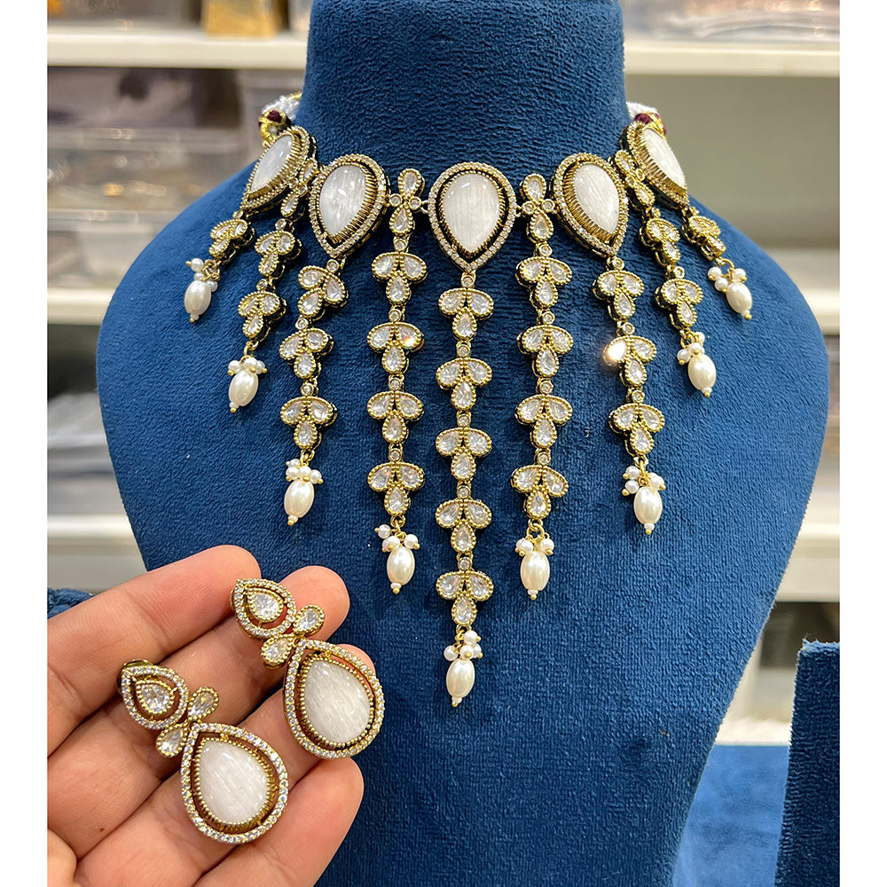 Hira Collections Gorgeous Polki Kundan Festive Choker Necklace Set