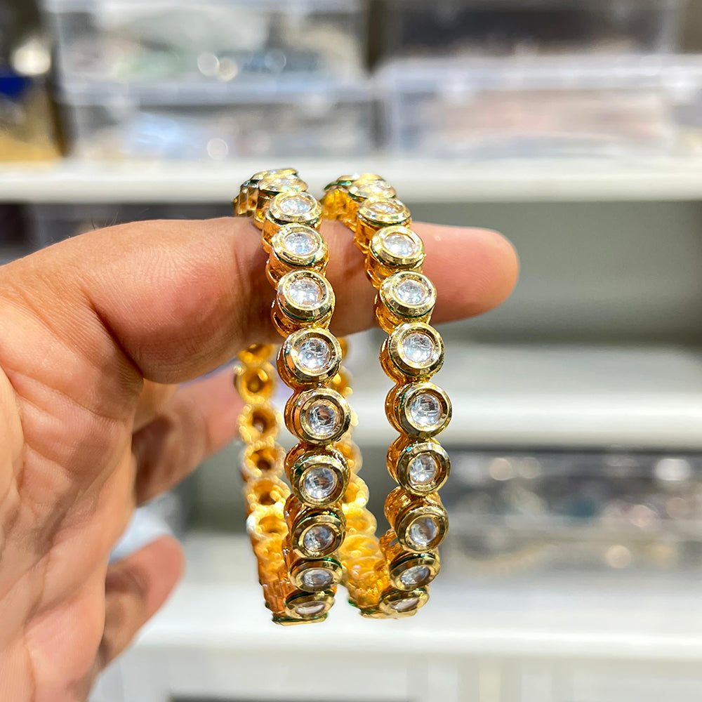 Hira Collections Elegant Kundan Stone Bangles Set