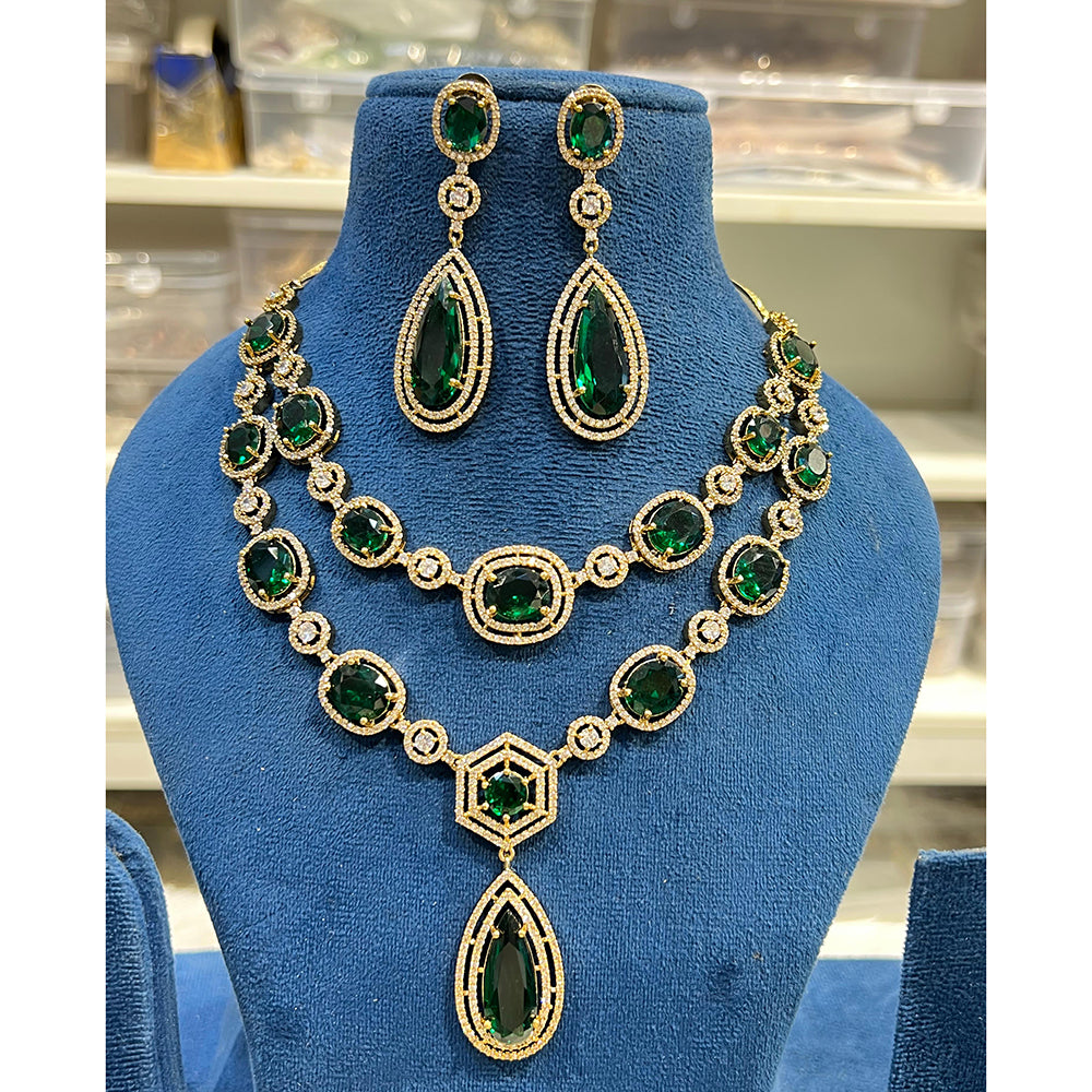 Hira Collection Shimmering American Diamond And Austrian Stone Necklace Set