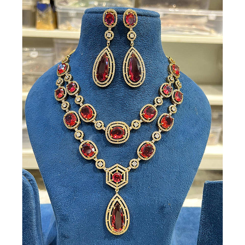 Hira Collection Shimmering American Diamond And Austrian Stone Necklace Set