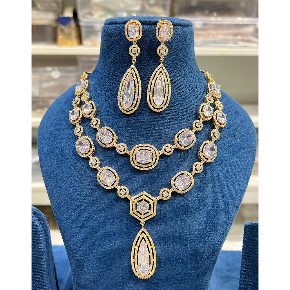 Hira Collection Shimmering American Diamond And Austrian Stone Necklace Set