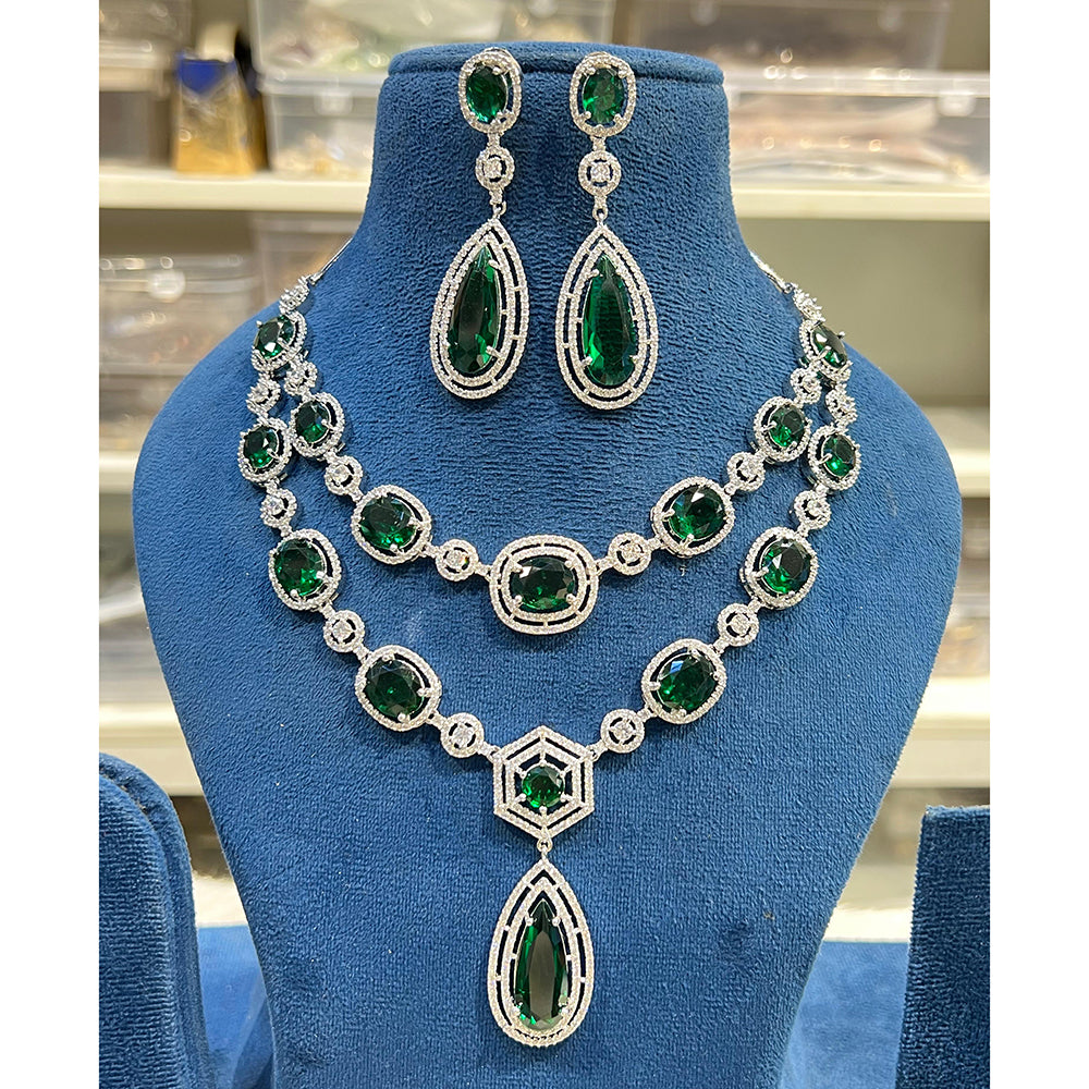 Hira Collection Shimmering American Diamond And Austrian Stone Necklace Set