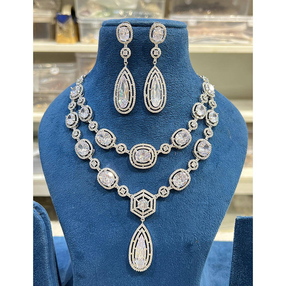 Hira Collection Shimmering American Diamond And Austrian Stone Necklace Set