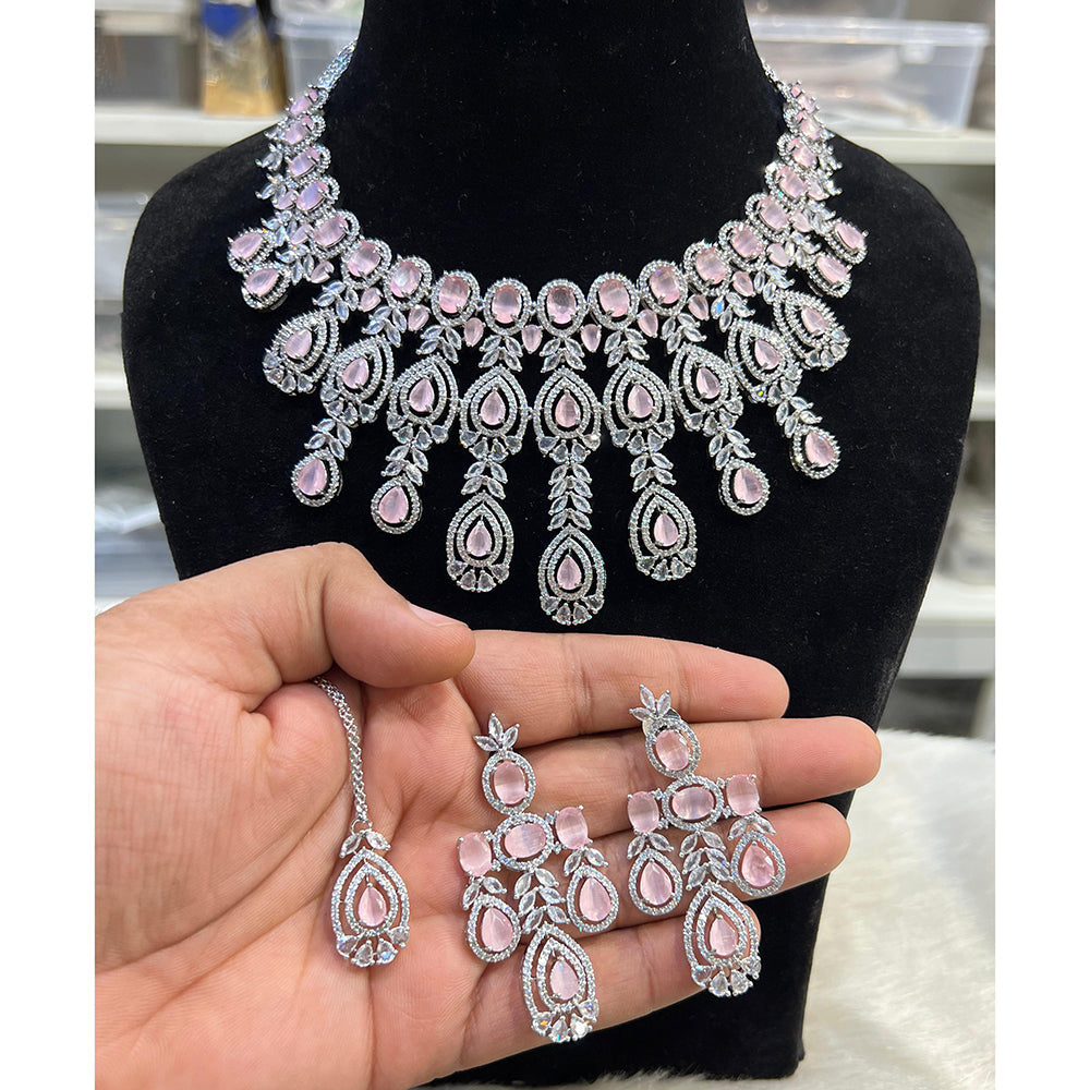 Hira Collection Shimmering American Diamond And Austrian Stone Necklace Set