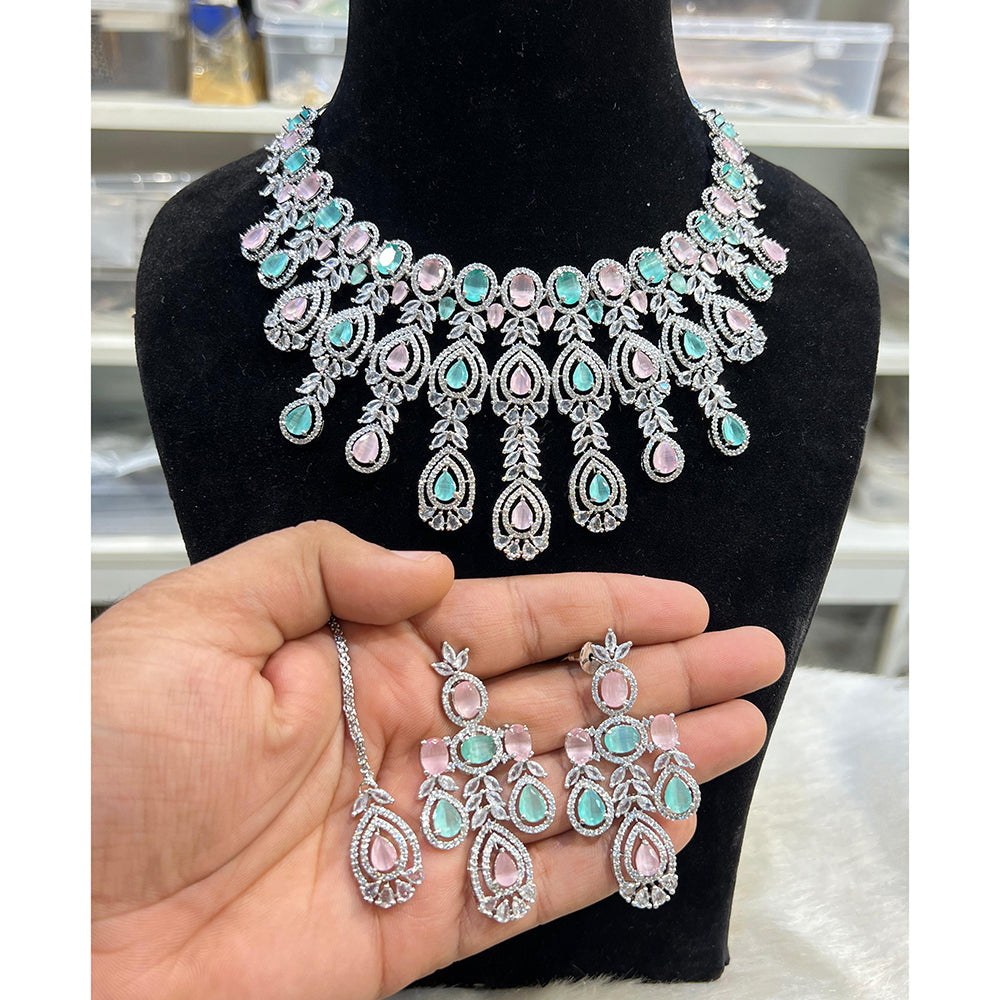 Hira Collection Shimmering American Diamond And Austrian Stone Necklace Set