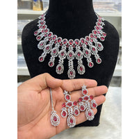Hira Collection Shimmering American Diamond And Austrian Stone Necklace Set