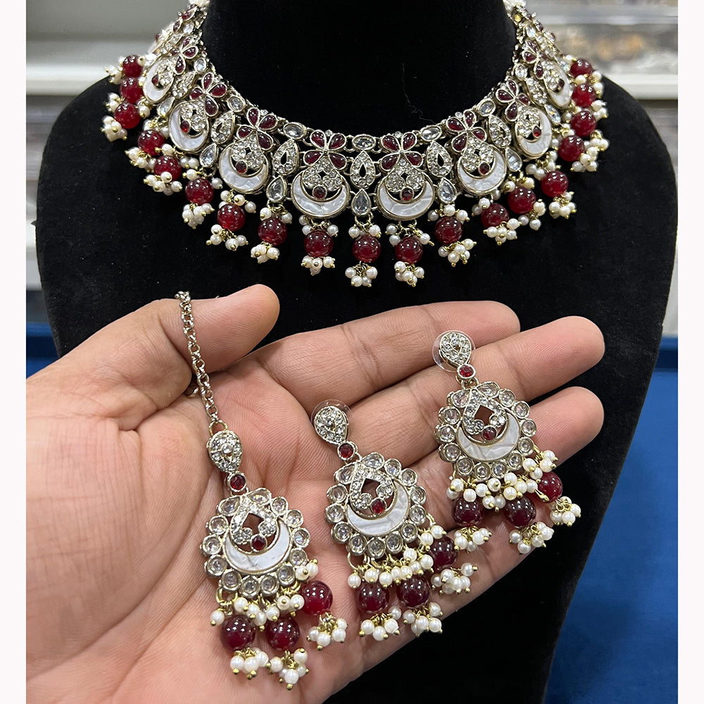 Hira Collections Handcrafted Pota Kundan And Pearl Necklace Set