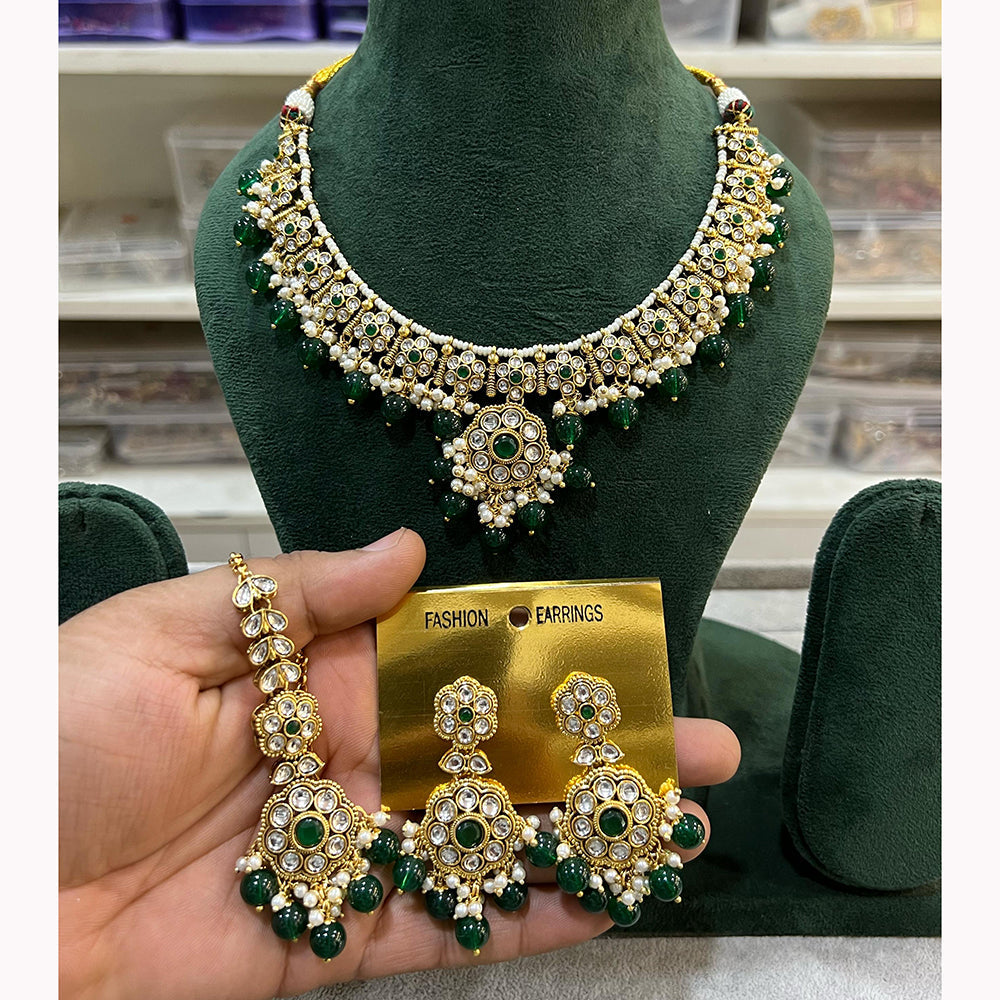 Hira Collections Handcrafted Pota Kundan And Pearl Necklace Set