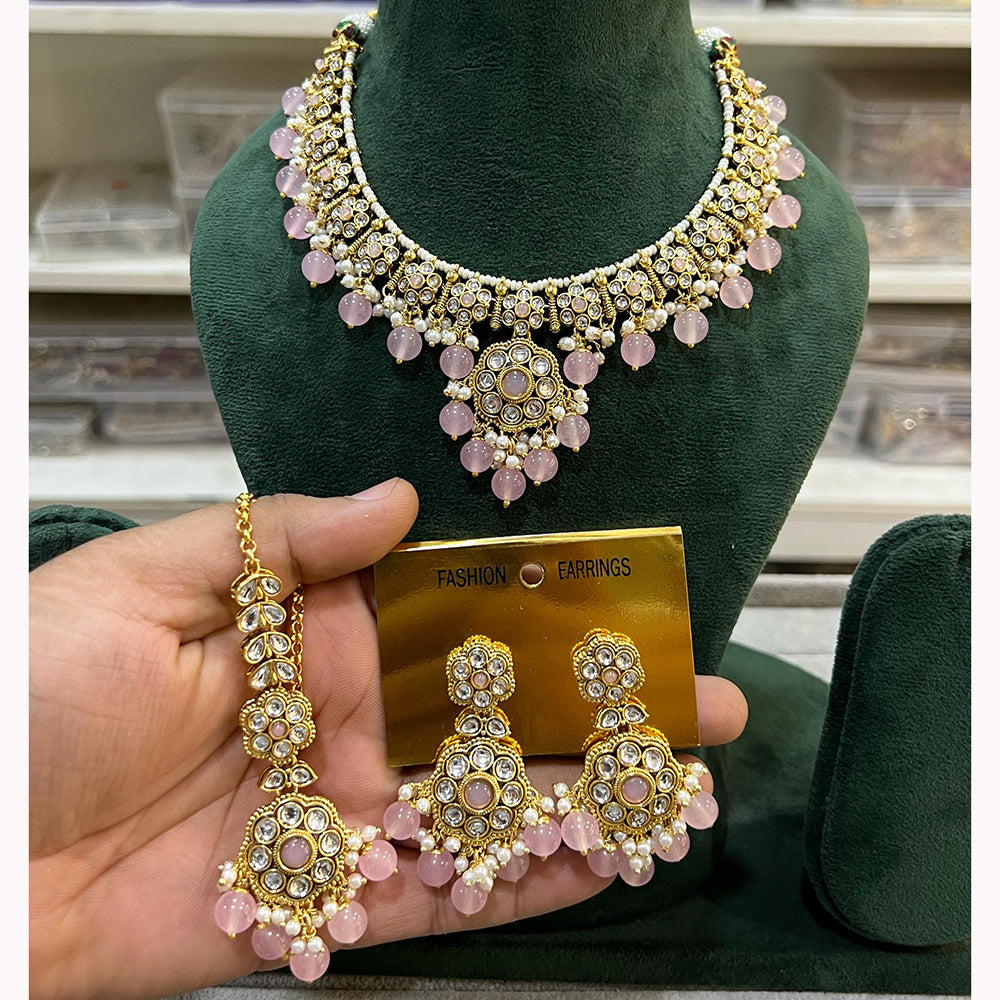 Hira Collections Handcrafted Pota Kundan And Pearl Necklace Set