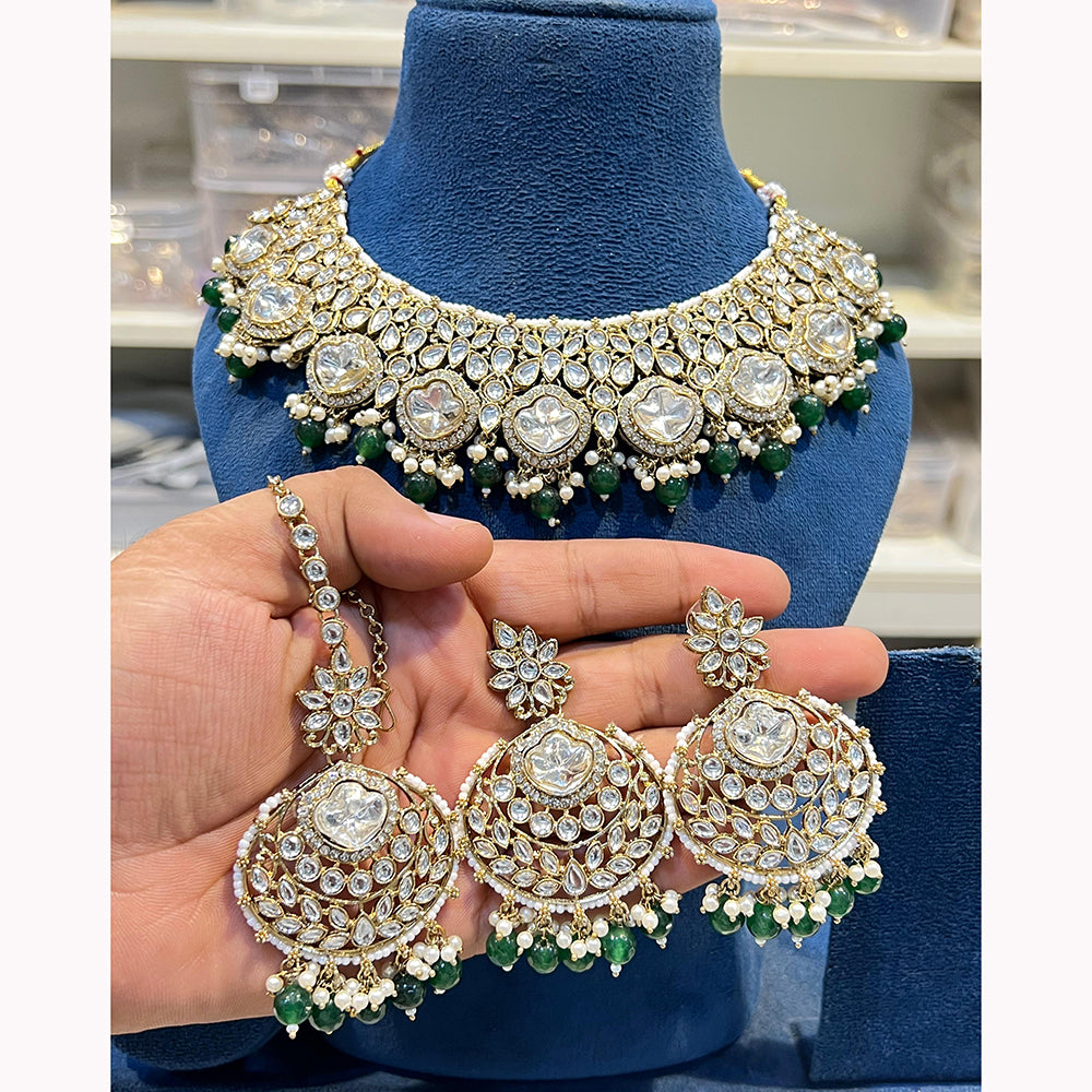 Hira Collections Elegant Glow Kundan And Pearl Necklace Set