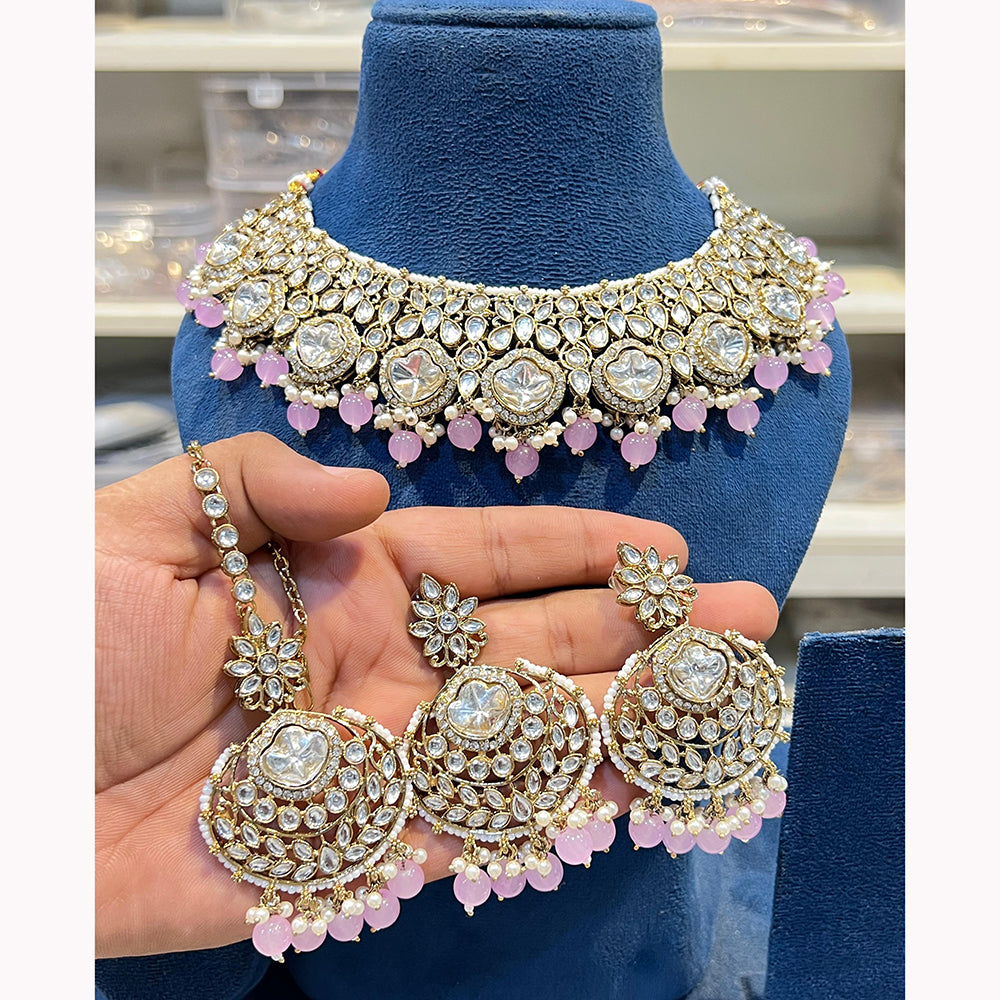 Hira Collections Elegant Glow Kundan And Pearl Necklace Set