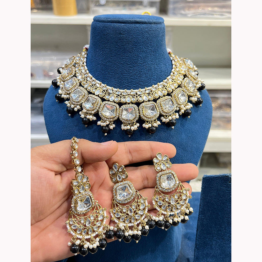 Hira Collections Elegant Glow Kundan And Pearl Necklace Set