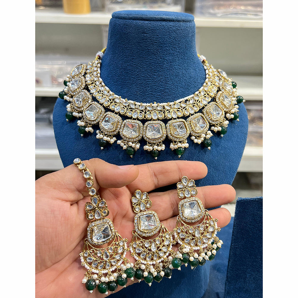 Hira Collections Elegant Glow Kundan And Pearl Necklace Set