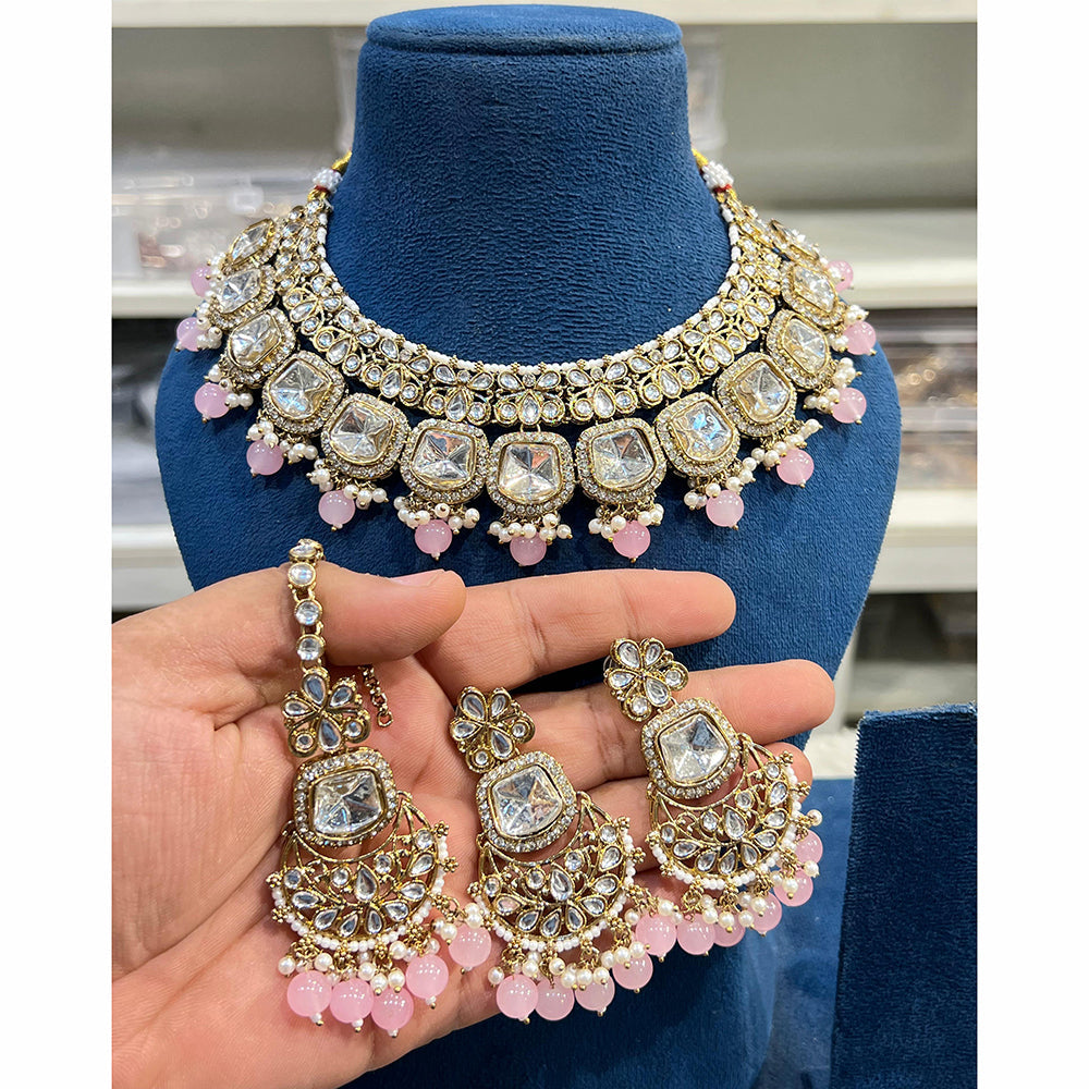 Hira Collections Elegant Glow Kundan And Pearl Necklace Set
