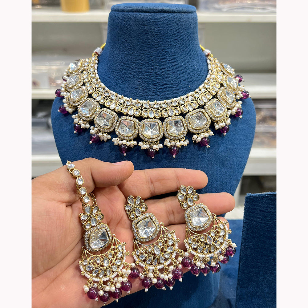 Hira Collections Elegant Glow Kundan And Pearl Necklace Set