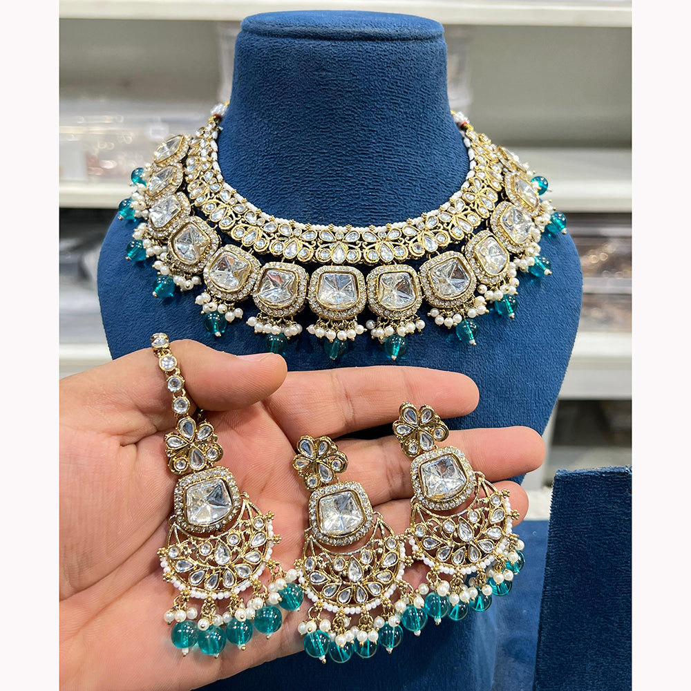 Hira Collections Elegant Glow Kundan And Pearl Necklace Set
