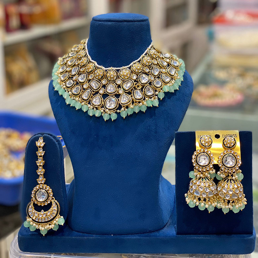 Hira Collections Elegant Glow Kundan And Pearl Necklace Set
